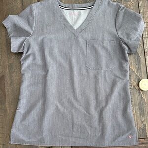 White Cross V Tess Grey Scrub top Size M